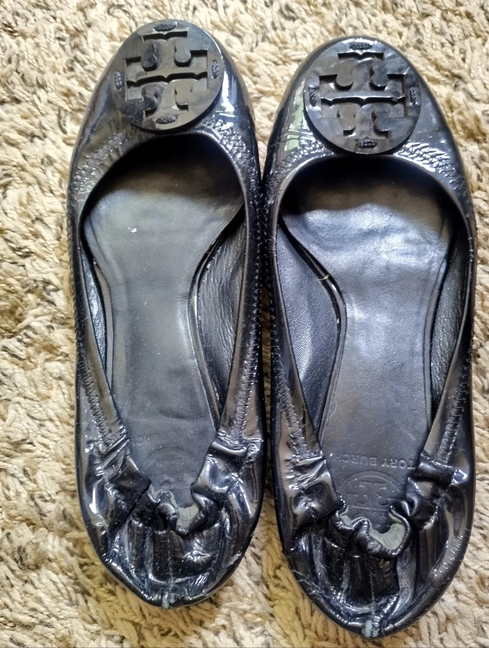 Tory Burch Reva Patent Leather Ballet Flats Black Sz 7